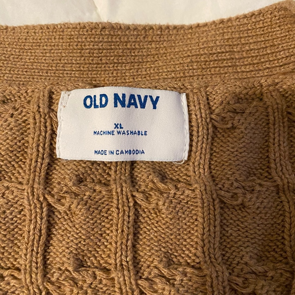Old Navy Cable Knit Button-Front Cardigan in Camel Brown - Picture 3 of 4